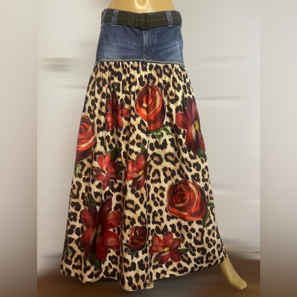 Floral Leopard Print Skirt